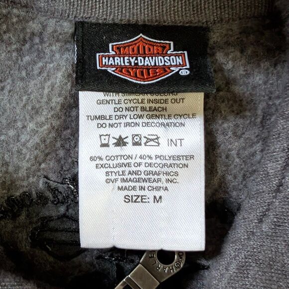 Harley Davidson Quarter Zip Sweatshirt Women's Medium/Large Black Gray Logo - Picture 6 of 9